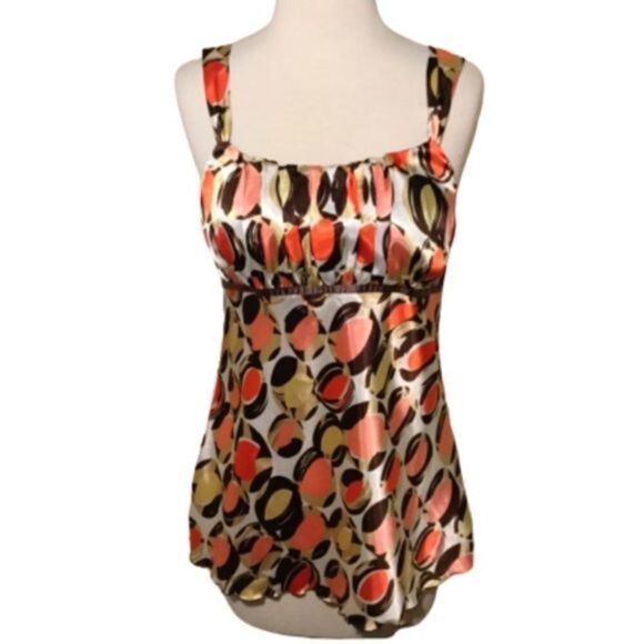 I.N. San Francisco Retro Print Top Pleated Bodice Med‎ - Picture 2 of 11
